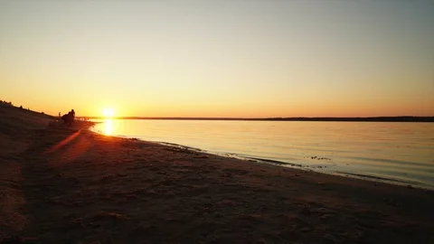 Sunset over the river Stock Footage 97578851