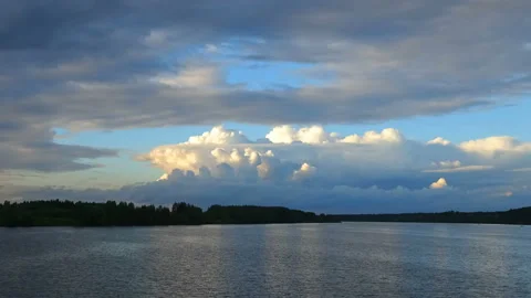 Sunset over the river Stock Footage 98888303