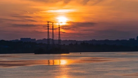 Sunset over the river Stock Footage 110281360