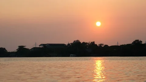 Sunset over the river Stock-Footage 120528323