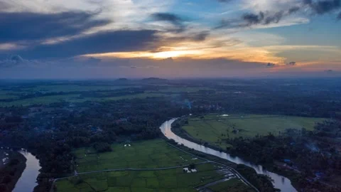 Sunset over the river Stock Footage 140036684