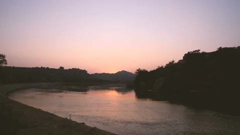Sunset over the river Stock Footage 146259071