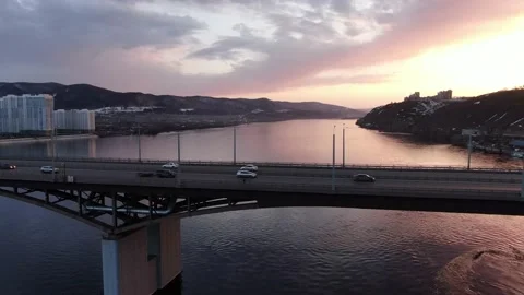 Sunset over the river Video stock 152149806