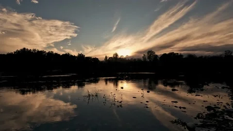 Sunset over the river Stock Footage 223650957