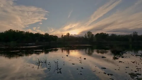 Sunset over the river Stock Footage 228716501