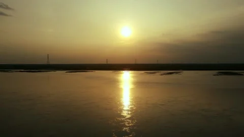 Sunset over the river Stock Footage 259133449
