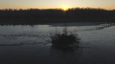 Sunset over the river Stock Footage 259722082