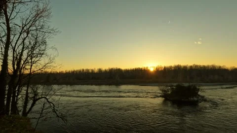 Sunset over the river Stock Footage 264027063