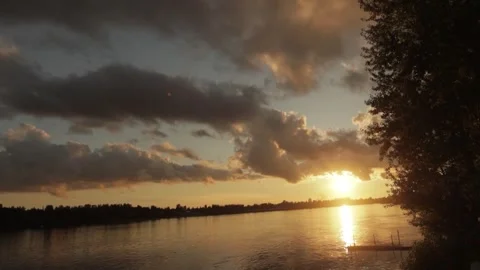 Sunset over the river Stock Footage 278615207