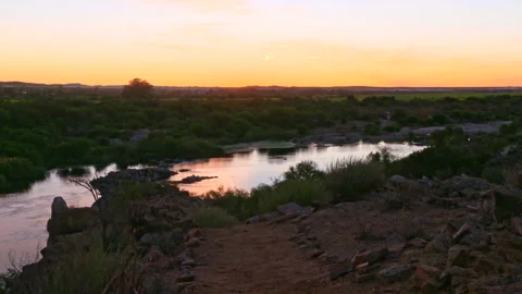 Sunset over a river Stock Footage 298203722