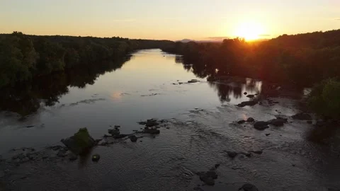 Sunset over the river Stock Footage 340114449