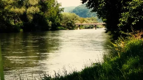 Sunset over the river MVI 9341 411 Stock Footage 168023202