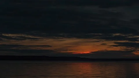 Sunset over the river nature timelapse landscape Stock Footage 163660410