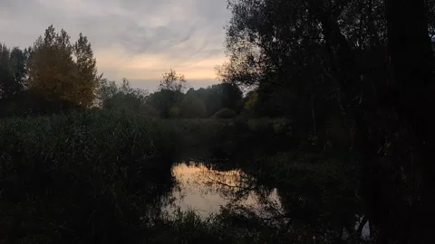 Sunset over the river in the park. Stock Footage 150650752