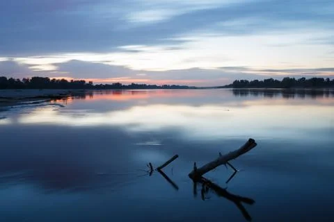 Sunset over the river Stock Photos