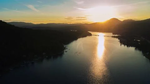 Sunset over River Stock Photos