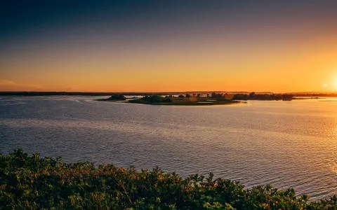 Sunset over River. Stock Photos