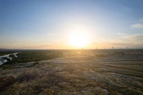 Sunset over the river Stock Photos