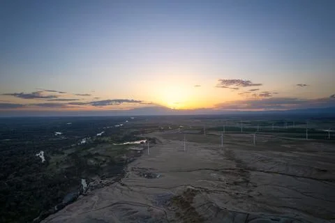 Sunset over the river Stock Photos