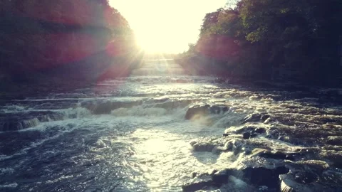 Sunset over river rapids Stock Footage 292131229