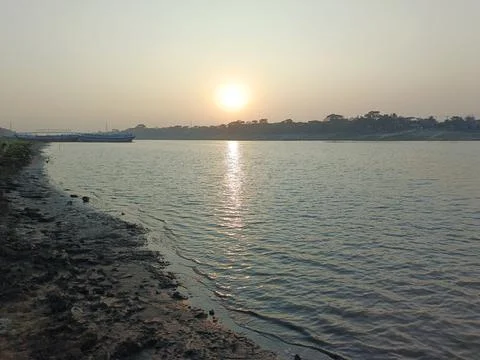 Sunset Over A River River Sunset Landscape Nature Landscape Golden Sunset O Stock Photos