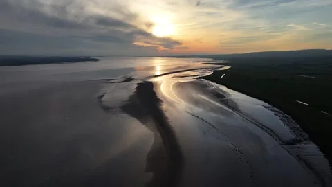 Sunset over the River Severn at Lydney, Gloucestershire. UK Stockbeeldmateriaal 262843910