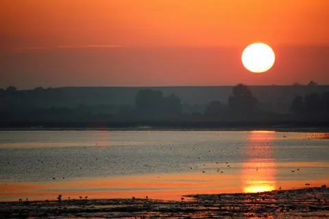 Sunset over the River Stour Stock Photos