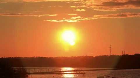 Sunset over the river timelapse Stock Footage 26045940