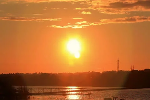 Sunset over the river timelapse Stock Footage 26046310