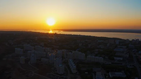 Sunset over the river Volga Stock-Footage 107794296