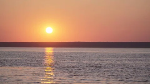 Sunset over the river Volga Stock Footage 110263482