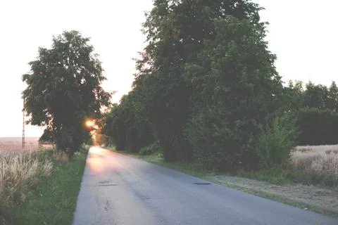 Sunset over road Stock Photos