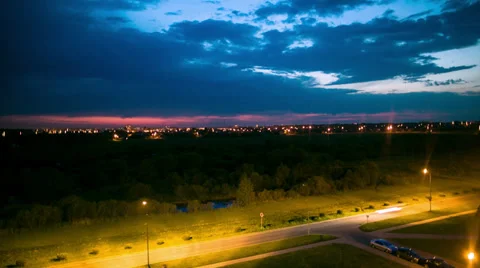 Sunset over the road. Timelapse Stock Footage 38420959
