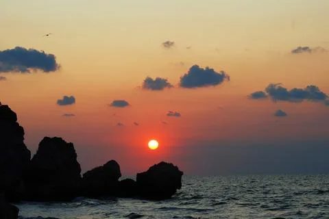 Sunset over the rock. Stock Photos