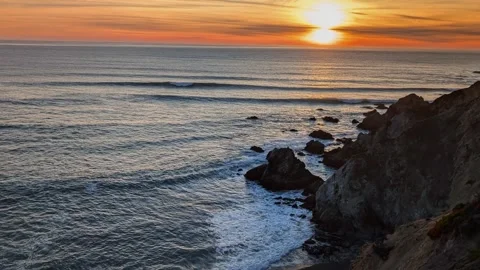 Sunset over the rocky coastline of Point Reyes California 動画素材 338043100