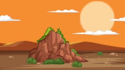 Sunset Over Rocky Landscape Animation Video stock 308210454