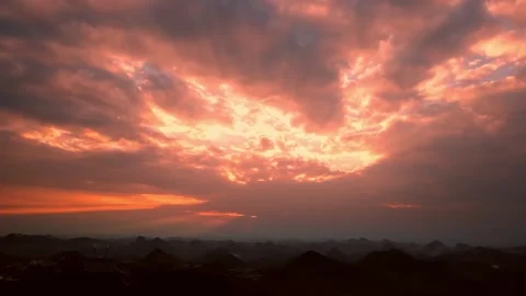 Sunset Over Rolling Mountain Silhouettes 스톡 동영상 342029880