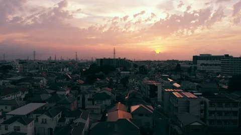 Sunset Over Rooftops Stock Footage 95620089