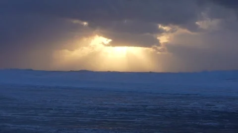 Sunset over rough seas in Orkey in 4k Stock Footage 280699540