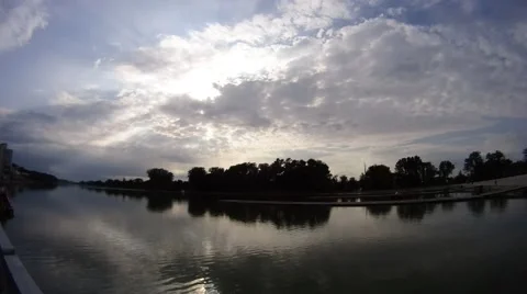Sunset over rowing channel timelapse 動画素材 41307495
