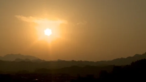 Sunset Over Rural China Stock Footage 120536293