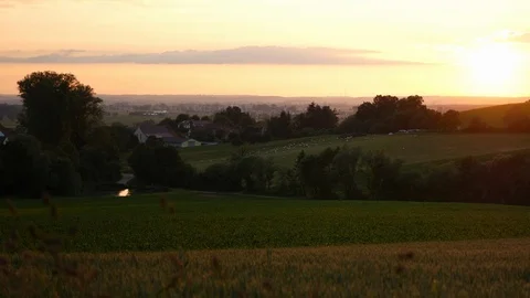 Sunset over a rural landscape Stock Footage 89005778