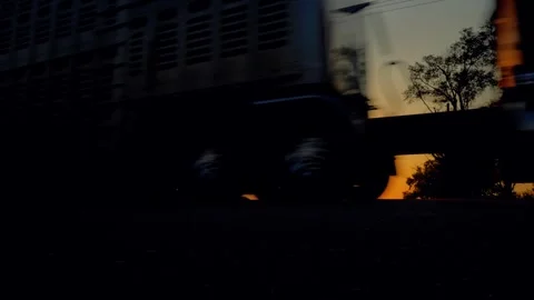 Sunset over a rural road on the plains Stock-Footage 345530618