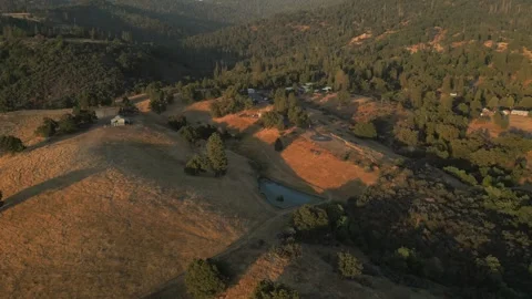 Sunset over Rural Scenic Sequoia National Forest California Drone Aerial Footage Stock Footage 335426040