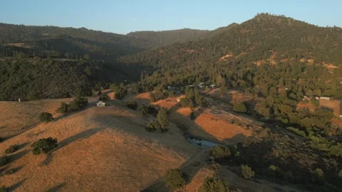 Sunset over Rural Scenic Sequoia National Forest California Drone Aerial Footage Stock Footage 335426048