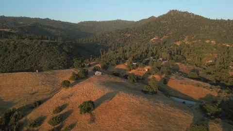 Sunset over Rural Scenic Sequoia National Forest California Drone Aerial Footage Stock Footage 335426057