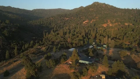 Sunset over Rural Scenic Sequoia National Forest California Drone Aerial Footage Stock Footage 335426063