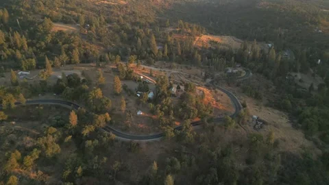 Sunset over Rural Scenic Sequoia National Forest California Drone Aerial Footage Stock Footage 335426160