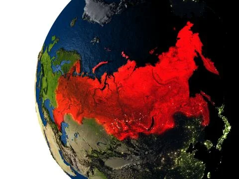Sunset over Russia from space Stock Illustration