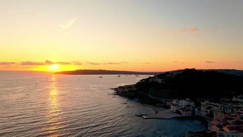 Sunset over Saint-Tropez Bay, French Riviera – Aerial 4K Drone Footage 스톡 동영상 318908050